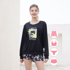 베이직 엘르 베이직엘르 여성인 맨투맨 루즈핏 래쉬가드 4종SET BEL-V203K 3005032