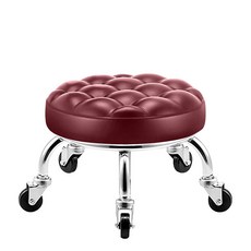 精選好物 滑輪矮凳 家用兒童帶娃學步可移動萬嚮輪墊腳凳美縫擦地靜音圓椅子, 棕紅色鐵膠輪, 1個