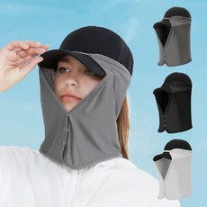 쿨링플러스 자외선차단 매쉬 냉감원단 캡선가드 모자부착형 UV차단 얼굴 햇빛가리개, 라이트그레이