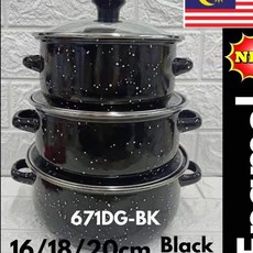 법랑 냄비 예쁜 솥 캠핑 에나멜 세트 음식 m 및 보관용 조리 인덕션 18 14 주방 가정용 12 16 쿨러 20 팬 범용, 16cm18cm20cm 2, slight flaw