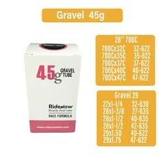 Ridenow 초경량 TPU 자갈 자전거 내부 튜브 29 인치 700x32C 35 37 40 47C 타이어 밸브 프랑스 자전거 27 2, 02 65mm, 03 1PCS Gravel 45g