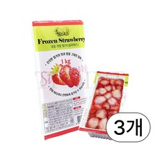 국산 가당 딸기 슬라이스 (냉동), 3개, 1kg