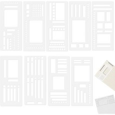 9개의 수제 유연한 레코드 템플릿 도트 그리드 저널용 다용도 플래너 스텐실 세트 재사용 가능한 드로잉 및 체크리스트 템플릿 코일 디스크와 링이 있는 플라스틱 스텐실 제도 도구