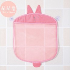 萌萌屋 【台灣現貨】 韓版可愛浴室收納掛袋 網狀儲物收納袋 兒童寶寶浴室多用途掛袋 收納掛袋 卡通掛袋收納袋, 1個, 粉色