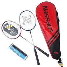 낫소 배드민턴라켓 세트 라켓2p + 가방 + 셔틀콕6개, 1세트, 낫소 배드민턴라켓753세트