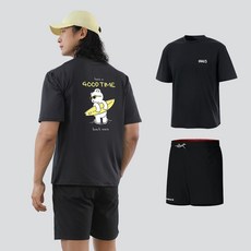 남자 오버핏 반팔 래쉬가드 상의 + 반바지 상하의 세트