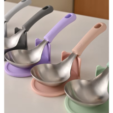 (식기세척가능) 미니국자+받침 세트 실리콘, 1세트, 베이지, 국자+받침대