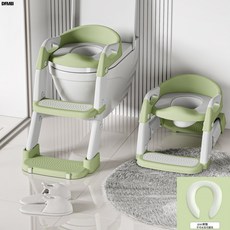 DFMEI 兒童馬桶梯坐便器寶寶 馬桶圈嬰幼兒 寶寶階梯摺疊坐便器, 清新綠PVC軟墊款:如圖