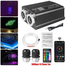 RGBW LED 광섬유 조명 자동차 지붕 천장 앱 라이트 장식 제어 인테리어 분위기 스타 16W 라이너, 1000pcsX0 75mmX2m