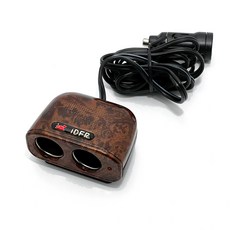 IDFR 車用雙孔 12V 10A 電源插座 點菸器插座 車用電源延長線 核桃紋, 1個, 2口