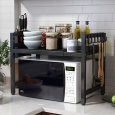 GAGU FEELING 寬度可調式微波爐架, 1層, 黑色