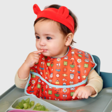 오우아스튜디오 방수 포켓 턱받이 신생아 아기 외출용 휴대용 이유식턱받이, 1개, 1개입, 이지 타입 레드