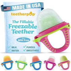 Teetherpop 아기를 위한 채울 수 있는 실리콘 치발기 - 흘림 방지 빨대 슬릿이 있는 치발기 모유 아이스 몰드 - 액체 및 퓨레용 냉동 가능한 아기 치발기 - 쿨링 치발, 1 Pack, PinkLimon, 1개