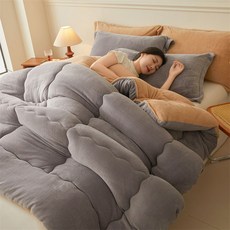 Fowod 겨울이불 프리미엄 우유양털 극세사 두꺼운 양면 이불 보온