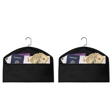 행거 전환 안전 숨겨진 포켓 안전 가정 또는 여행용 귀중품을 숨길 수 있는 포켓이 있는 옷 아래에 적합 (블랙 1개), A, 2-블랙