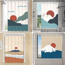 浴室免打孔防窺防水窗簾 衛生間廁所小窗戶遮擋簾, 1個, 抽象畫1,寬度80*高130CM】送伸縮杆