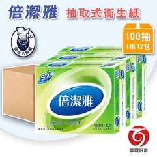 倍潔雅100抽抽取式衛生紙(12包/串) 可丟馬桶 衛生紙 雷霆百貨, 1個