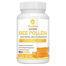 Coolkin 蜂花粉蜂王乳蜂膠膠囊，120粒裝，增強體力，提升免疫力，天然營養補充品, 1個, 120顆