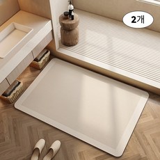 AUDDAY 2개 욕실 매트 화장실 건습분리 미끄럼방지 매트 흡수속건 규조토 매트, E, 1개
