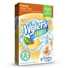 와일러스 라이트 복숭아 아이스 티 싱글 투 고 음료 믹스 8 CT Wyler's Light Peach Iced Tea Singles To Go Drink Mix 8 CT, 복숭아 아이 스티, 0.06 온스(8팩), 1개, 1.34g