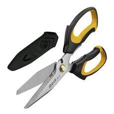 Stedi 가위 튼튼한 20.3cm(8인치) 다용도 가위 톱니 가장자리 및 보호 커버가 있는 날카로운 스테인리스 스틸 가위 미끄럼 방지 손잡이 쉽게 자를 수 있는 판지, JD-12(스트레이트 블레이드)