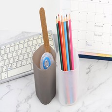 심플 펜꽂이 사각 연필꽂이 책상 정리 문구 수납함 데스크정리, 브라운