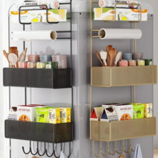 주방 정리 선반 벽걸이 걸이형 주방용 주방 수납 선반 다용도 양념통 정리함 냉장고 수납함 접착식 측면