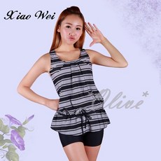 小薇的店 舒沛品牌 經典條紋二件式泳裝 (M-XL) 時尚顯瘦，舒適親膚，多種尺寸可選，特價優惠中, L