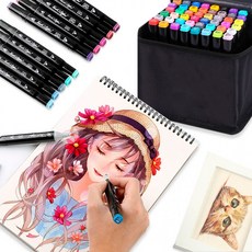 ro4ot8f 마카펜세트 48색 마카펜 디자인 마카세트 미술 드로잉펜 마카펜 마커펜 그림그리기, 마카펜-48색