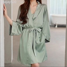 冰絲晨袍性感絲綢睡袍酒店浴袍女士睡衣家居服薄款中長浴衣仿真絲