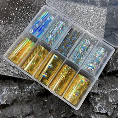실펙위 10롤 오로라 메탈릭 네일 포일 골드 실버 이송 스티커 홀로그램 유리 종이 아트 여성 DIY 장식용 매니큐어 디자인 데칼스, Laser-001, 1개