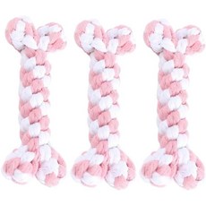 뼈 모양의 씹는 장난감이 포함된 강아지 밧줄 장난감 세트 중소형견핑크 & 화이트을 위한 내구성 있는 코튼 로프 치아 관리 훈련 및 인터랙티브 놀이핑크 화이트 3피스