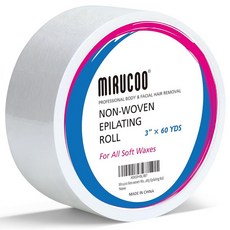 몸과 얼굴의 제모를 위한 미루쿠 부직포 왁스 스트립 롤 3인치 x 60야드 팩 살롱 퀄리티 에필레이팅, 1개