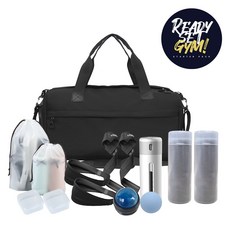 [ReadySet] 헬스 스타터팩 15종 패키지 보스턴백 헬스가방, 1세트, 블랙