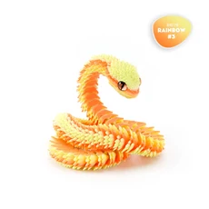 3D 무작위 색상 눈을 가진 인쇄된 뱀 움직이는 관절 시뮬레이션 발광 야간 피규어 창의적인 데스크탑 장, 01 30cm, 12 Rainbow3