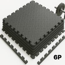 웰리버리 홈짐매트 헬스 운동 장판, 6개, 블랙