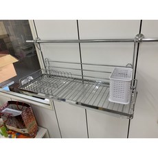 台灣製造 不鏽鋼 碗盤架 吊掛碗盤架 壁掛式碗盤瀝水架 碗盤收納架 瀝水籃 廚房置物架, 1個, 碗盤架-吊桿用,塑膠筷桶