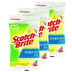스카치브라이트 3M 천연펄프 망사 수세미 타원형 랜덤발송, 1개입, 3개