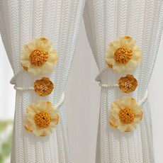 新款樹枝花窗簾綁帶創意紗簾釦環輕奢高檔裝飾綁繩綁收納夾窗簾裝飾配件, 金黃色/1對裝, 1個