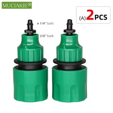 MUCIAKIE 퀵 커플링 어댑터 1/4 (ID 4mm) 또는 3/8 인치 바비드 커넥터 드립 테이프 정원 관개용 2 개, 10 Greenx2pcs