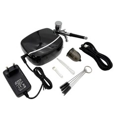 TMST 40PSI 콤프레샤 에어브러쉬 세트 모델링도색 아트용 더블액션 0.3mm 프라모델 도색, 블랙, 1개