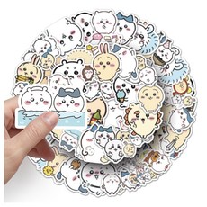 치이카와 스티커 PVC 먼작 방수 데코 스티커 노트북 우사기 캐리어 오토바이 핸드폰 다이어리 꾸미기 귀여운 캐릭터 감성 문구 스티커 칼선컷팅 반투명, 50장, 치이카 스티커