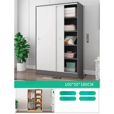 키낮은옷장 빈티지 녹색 슬라이드 아이방 미닫이옷장, 2도어, 조립, 미닫이도어 100x50x180 그레이+화이트