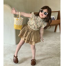 女童印花短袖套裝