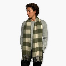 Humble Hilo 울 스카프 헤리티지 격자무늬 씨폼 블루 140694, 모스 그린