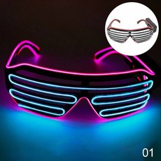 안경 LED Gafas Bril 네온 크리스마스 글로우 선글라스 파티 깜박이는 빛 유리 소품 의상, 01