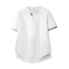 男士圓領針織短袖上衣, XL, 米白色