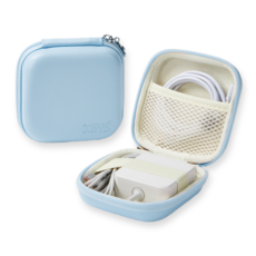 더심플러 USB 케이블 충전기 선정리 한번에! 미니 컬러 선 정리함 / 핸드폰 휴대폰 충전기선 선정리 케이스 / 해외여행 필수품 준비물 / 작은 소형 디지털 보관 파우치, 스카이블루, 1개