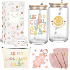 ECLATIS 4MELLY Aunt-In My Cool AunTIE 타이 Era 473.2ml16온스 아이스 커피 컵 이모 특별한 선물 조카 조카가 주는 - 이모 이모를 위, B-Auntie 선물