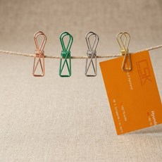 스테인리스 메탈 와이어 대형 집게 L 사이즈 인테리어 소품 사진 메모 명함 명찰 클립, 그린 (8개)
